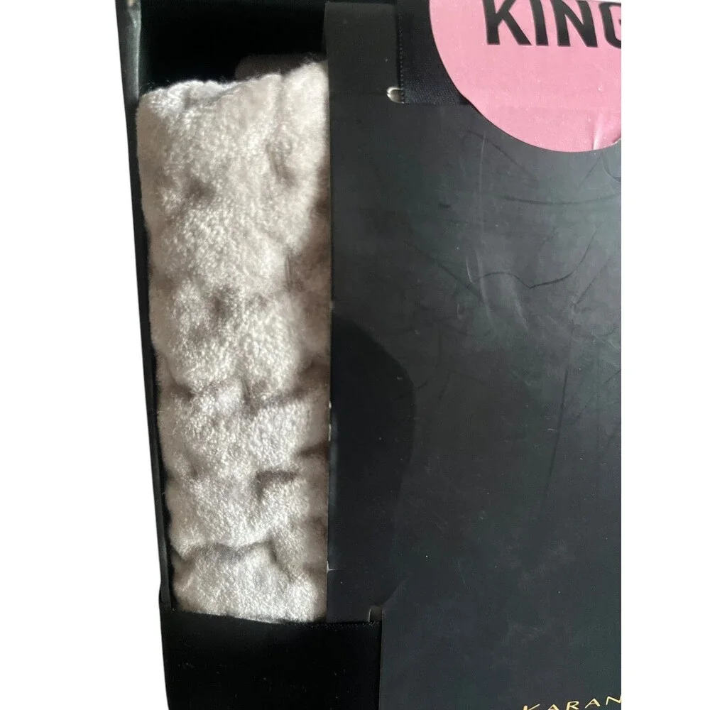 Donna Karan King Quilted Pillow Shams Platinum Gray Velvet Hand Stitch Set of 2